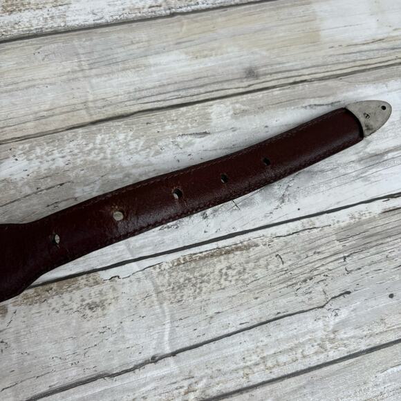 VTG Fossil Leather Conchos Belt 36” Brown Croc Embossed Western Boho Cowgirl - Picture 11 of 13